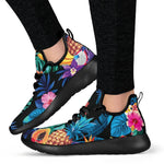 Turquoise Hawaiian Fruits Pattern Print Mesh Knit Shoes GearFrost