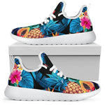 Turquoise Hawaiian Fruits Pattern Print Mesh Knit Shoes GearFrost