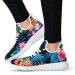 Turquoise Hawaiian Fruits Pattern Print Mesh Knit Shoes GearFrost