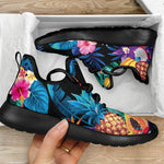 Turquoise Hawaiian Fruits Pattern Print Mesh Knit Shoes GearFrost