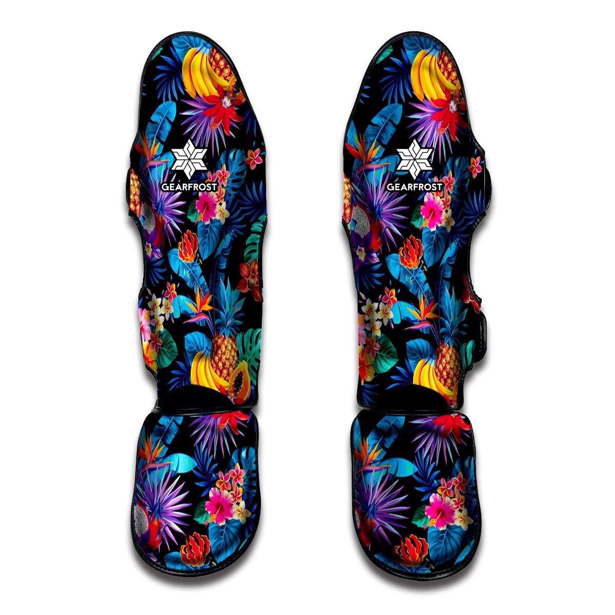Turquoise Hawaiian Fruits Pattern Print Muay Thai Shin Guard