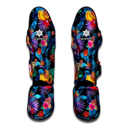 Turquoise Hawaiian Fruits Pattern Print Muay Thai Shin Guard