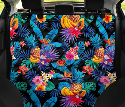 Turquoise Hawaiian Fruits Pattern Print Pet Car Back Seat Cover