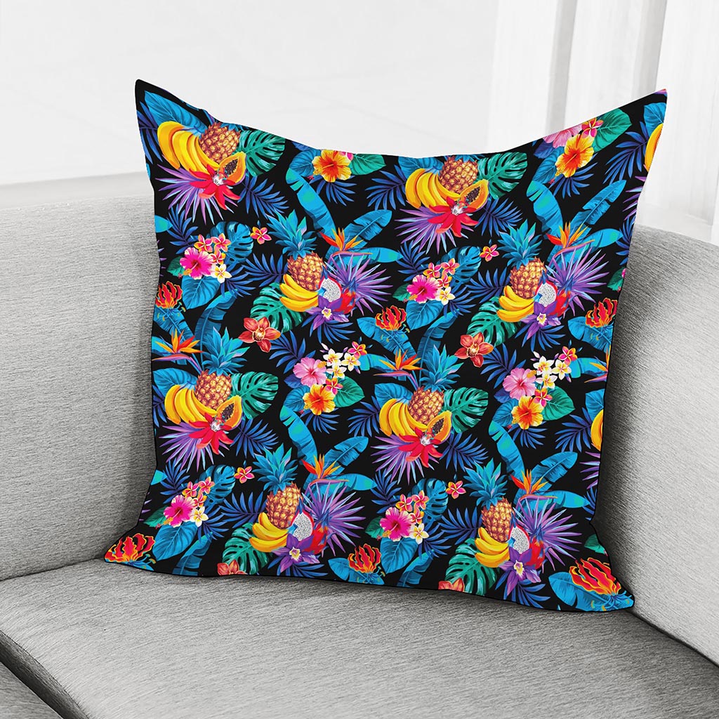 Turquoise Hawaiian Fruits Pattern Print Pillow Cover