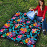 Turquoise Hawaiian Fruits Pattern Print Quilt