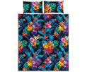 Turquoise Hawaiian Fruits Pattern Print Quilt Bed Set