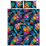 Turquoise Hawaiian Fruits Pattern Print Quilt Bed Set