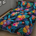 Turquoise Hawaiian Fruits Pattern Print Quilt Bed Set