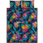 Turquoise Hawaiian Fruits Pattern Print Quilt Bed Set