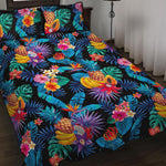 Turquoise Hawaiian Fruits Pattern Print Quilt Bed Set