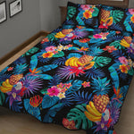 Turquoise Hawaiian Fruits Pattern Print Quilt Bed Set