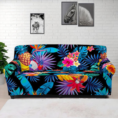 Turquoise Hawaiian Fruits Pattern Print Sofa Cover