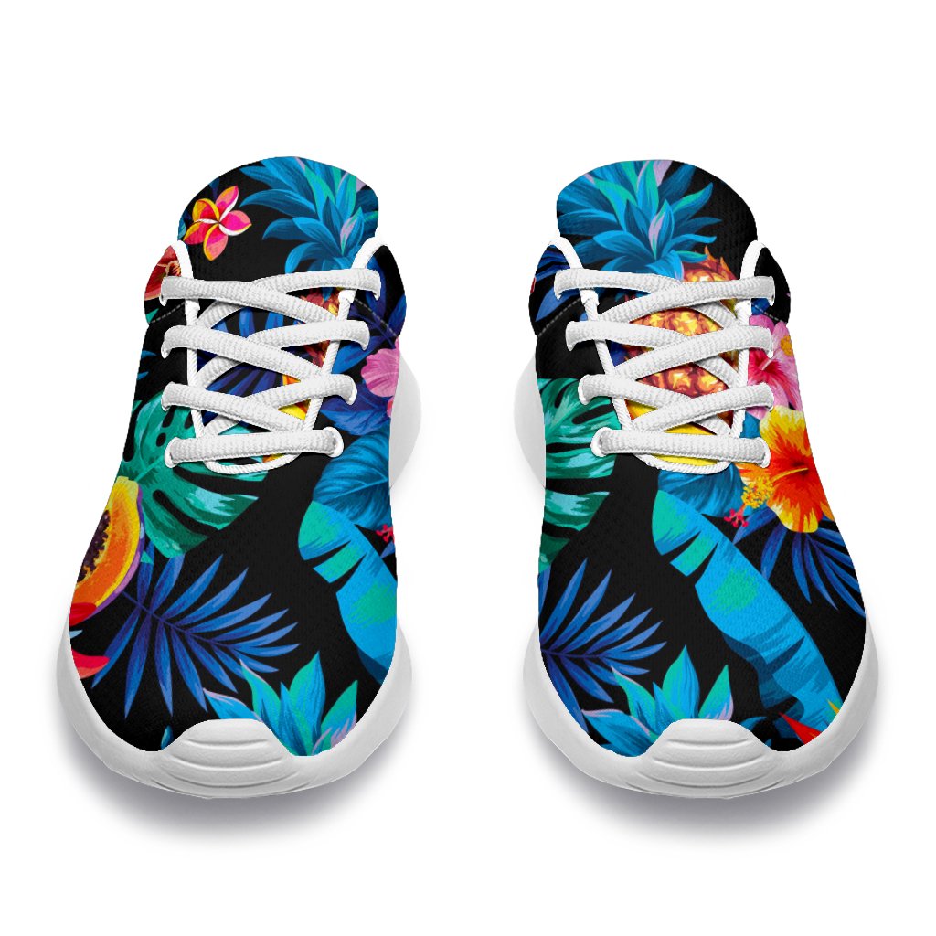 Turquoise Hawaiian Fruits Pattern Print Sport Shoes GearFrost