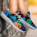 Turquoise Hawaiian Fruits Pattern Print Sport Shoes GearFrost