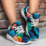 Turquoise Hawaiian Fruits Pattern Print Sport Shoes GearFrost