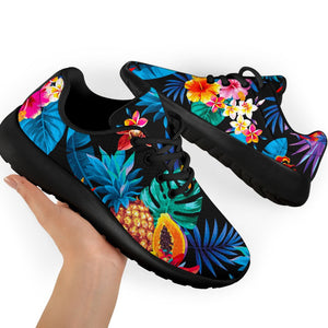 Turquoise Hawaiian Fruits Pattern Print Sport Shoes GearFrost