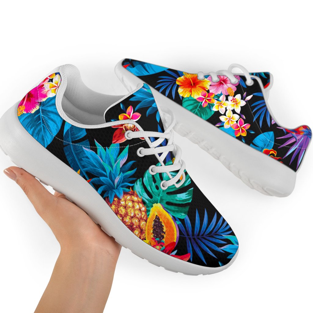 Turquoise Hawaiian Fruits Pattern Print Sport Shoes GearFrost