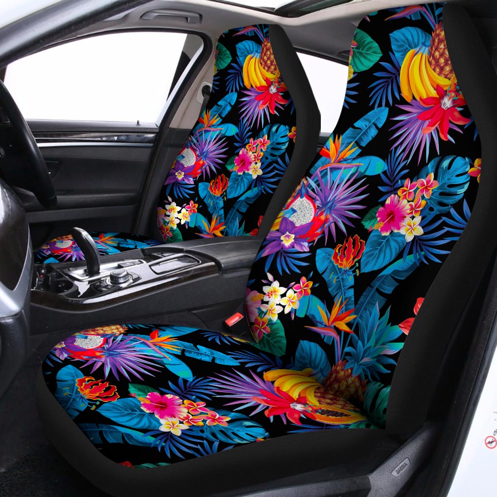 Turquoise Hawaiian Fruits Pattern Print Universal Fit Car Seat Covers