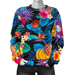 Turquoise Hawaiian Fruits Pattern Print Women's Crewneck Sweatshirt GearFrost