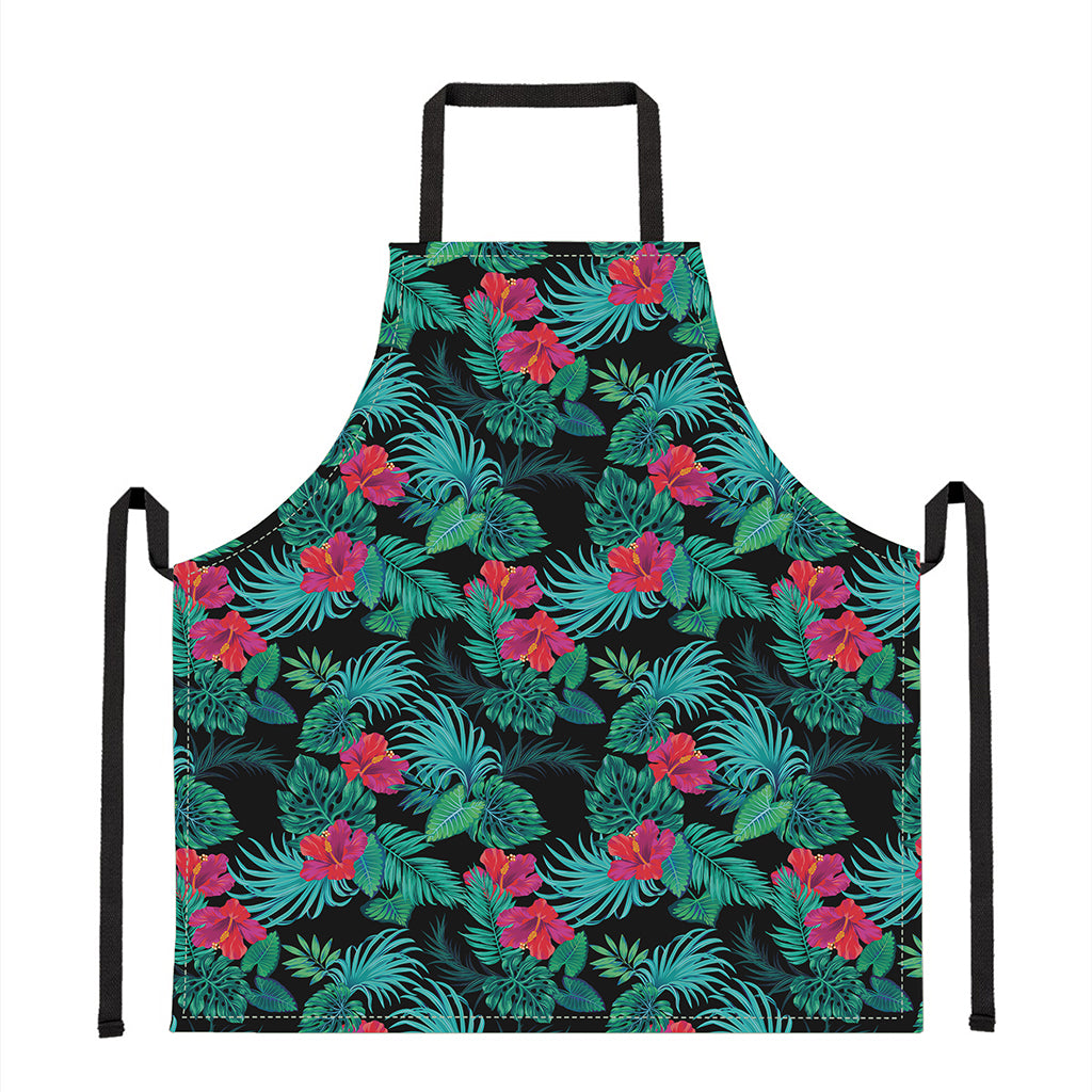 Turquoise Hawaiian Palm Leaves Print Apron