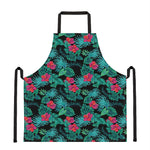 Turquoise Hawaiian Palm Leaves Print Apron