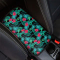 Turquoise Hawaiian Palm Leaves Print Car Center Console Cover