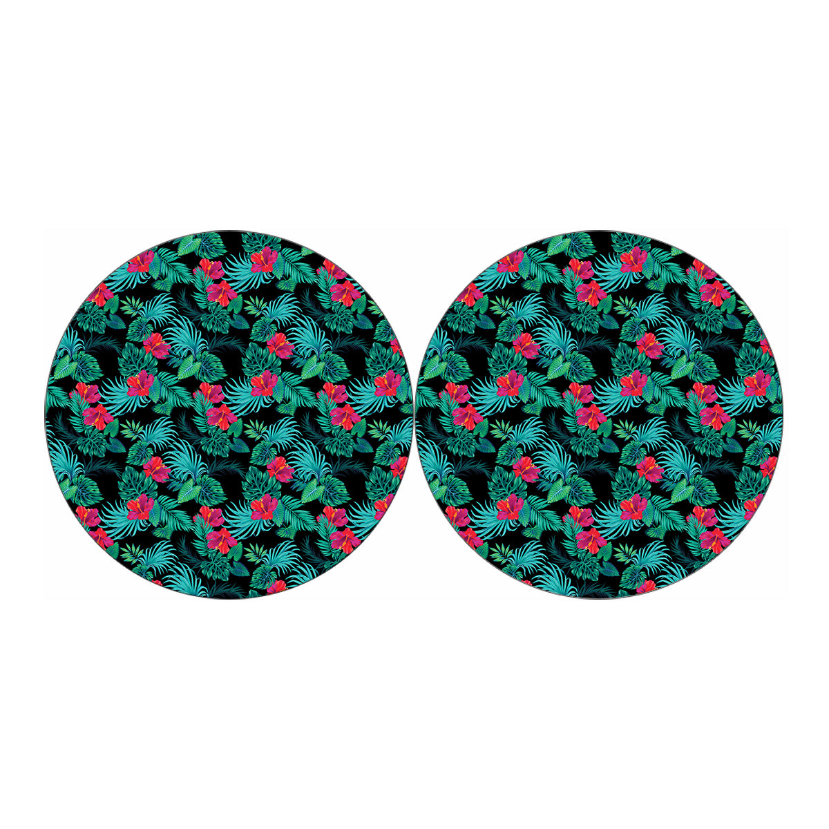 Turquoise Hawaiian Palm Leaves Print Car Coasters