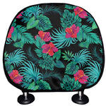Turquoise Hawaiian Palm Leaves Print Car Headrest Covers