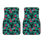 Turquoise Hawaiian Palm Leaves Print Front Car Floor Mats