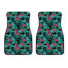 Turquoise Hawaiian Palm Leaves Print Front Car Floor Mats