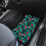 Turquoise Hawaiian Palm Leaves Print Front Car Floor Mats