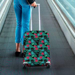 Turquoise Hawaiian Palm Leaves Print Luggage Cover