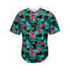 Turquoise Hawaiian Palm Leaves Print Men's Baseball Jersey