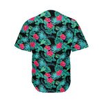 Turquoise Hawaiian Palm Leaves Print Men's Baseball Jersey