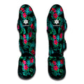 Turquoise Hawaiian Palm Leaves Print Muay Thai Shin Guards