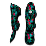 Turquoise Hawaiian Palm Leaves Print Muay Thai Shin Guard