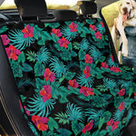 Turquoise Hawaiian Palm Leaves Print Pet Car Back Seat Cover