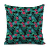 Turquoise Hawaiian Palm Leaves Print Pillow Cover