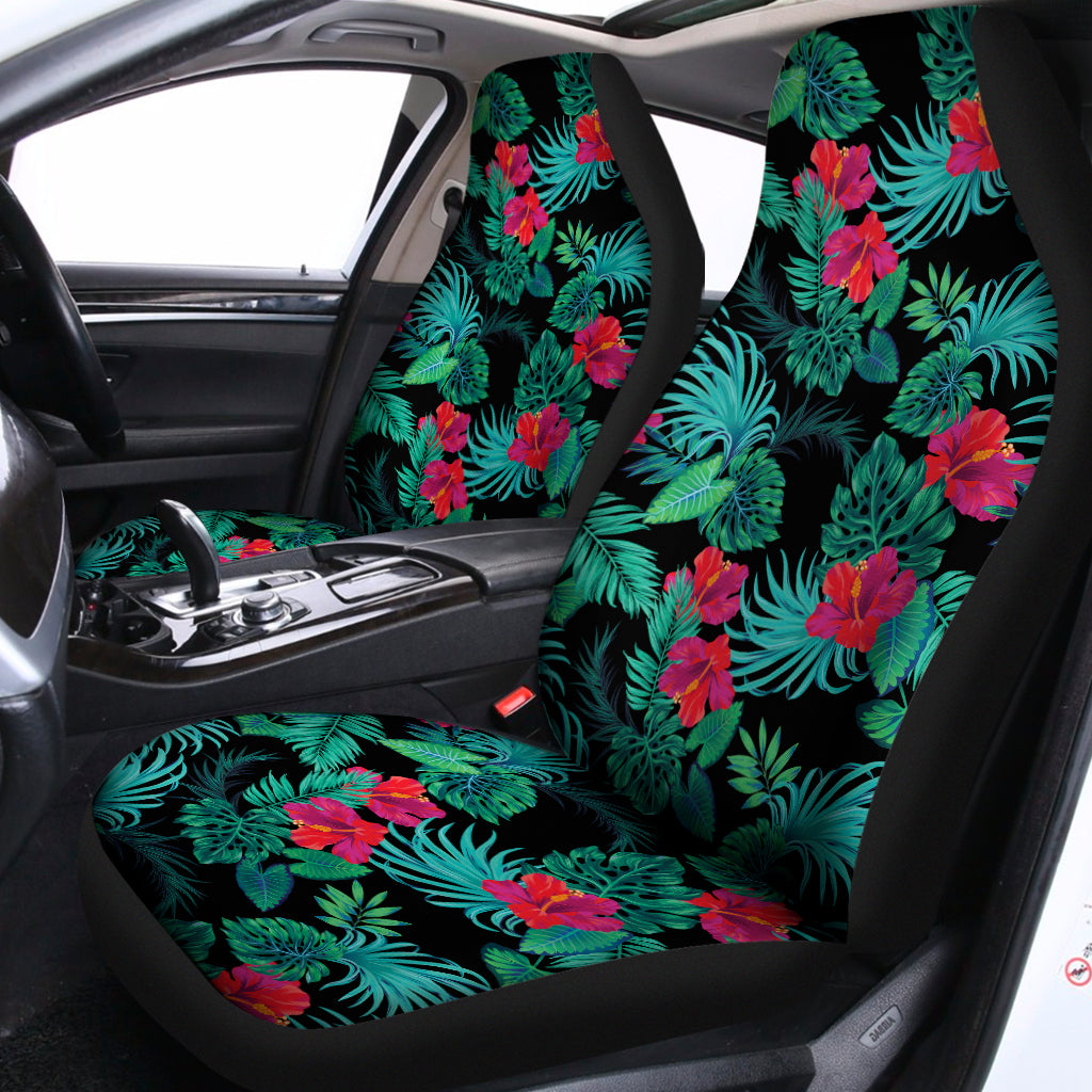 Turquoise Hawaiian Palm Leaves Print Universal Fit Car Seat Covers