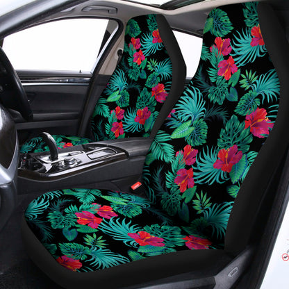 Turquoise Hawaiian Palm Leaves Print Universal Fit Car Seat Covers