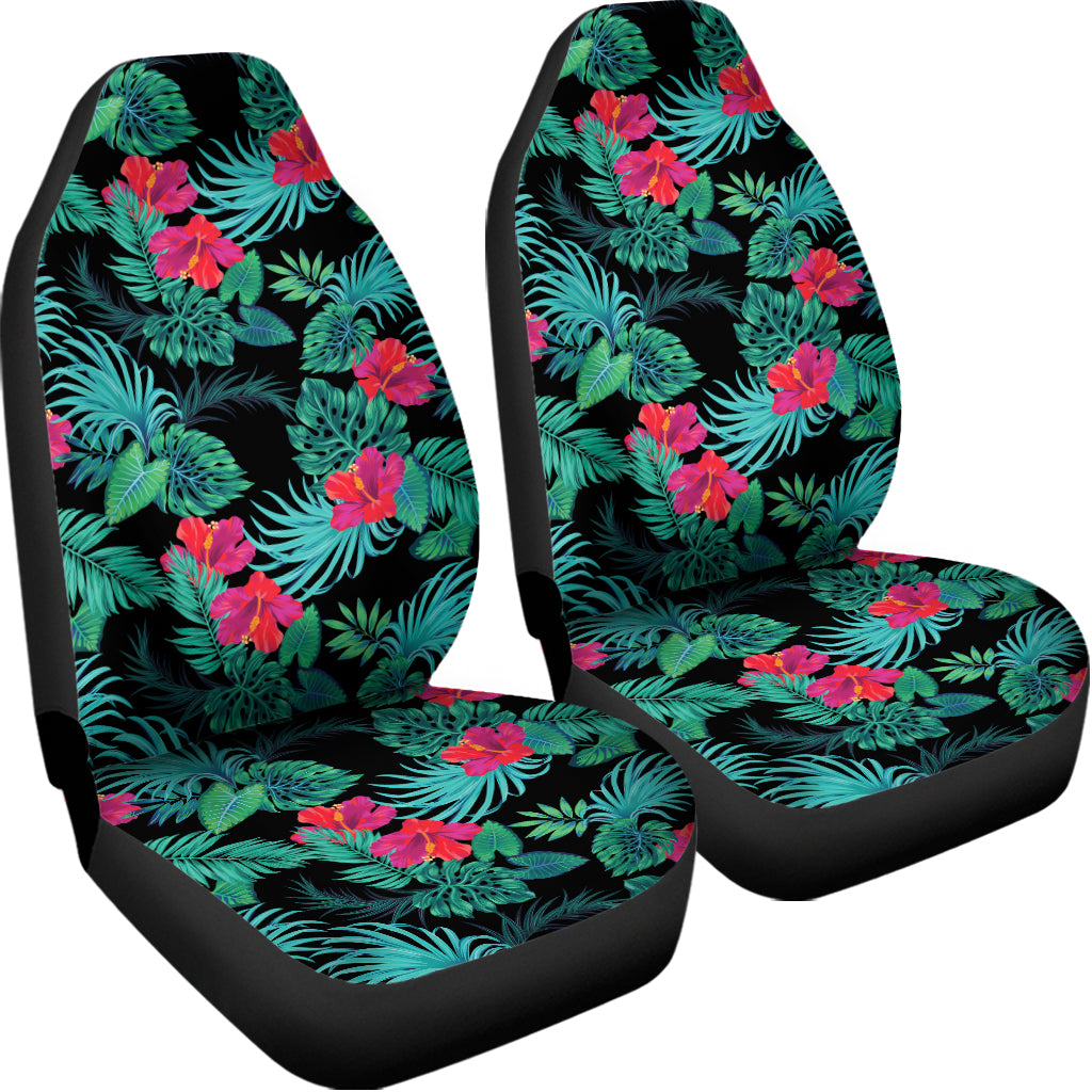 Turquoise Hawaiian Palm Leaves Print Universal Fit Car Seat Covers