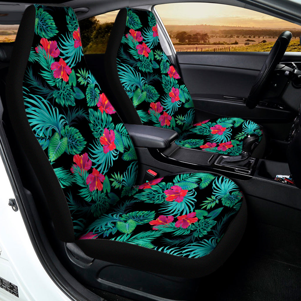 Turquoise Hawaiian Palm Leaves Print Universal Fit Car Seat Covers