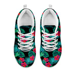 Turquoise Hawaiian Palm Leaves Print White Sneakers