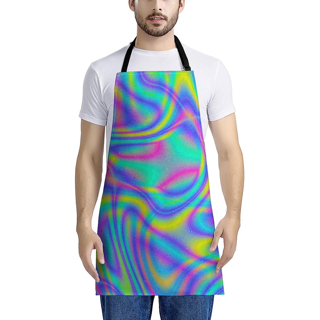 Turquoise Holographic Trippy Print Apron