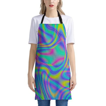 Turquoise Holographic Trippy Print Apron