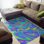 Turquoise Holographic Trippy Print Area Rug GearFrost