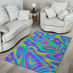 Turquoise Holographic Trippy Print Area Rug GearFrost