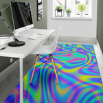 Turquoise Holographic Trippy Print Area Rug GearFrost
