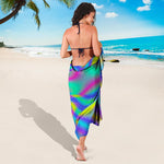 Turquoise Holographic Trippy Print Beach Sarong Wrap
