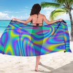 Turquoise Holographic Trippy Print Beach Sarong Wrap